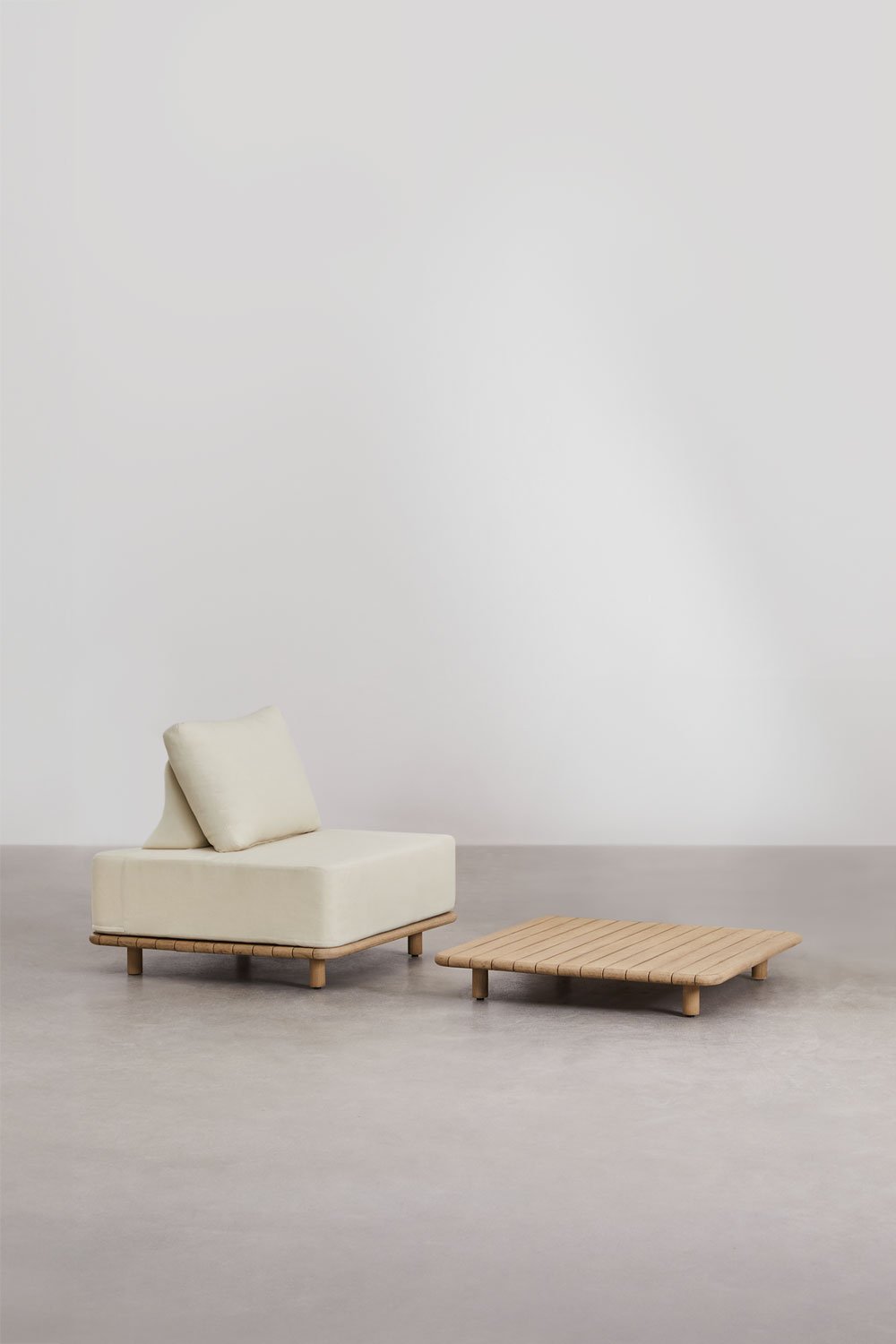 Set da giardino con poltrona e tavolino quadrato 95x95 cm in acacia Portet