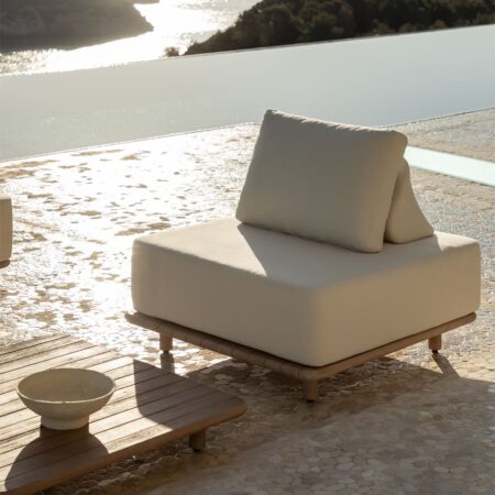 Set da giardino con poltrona e tavolino quadrato 95x95 cm in acacia Portet