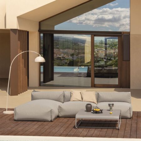 Set da giardino Porto con divano chaise longue modulare a 3 pezzi e tavolino da caffè