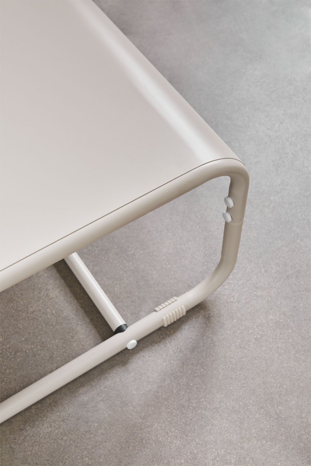 Set da giardino Porto con divano chaise longue modulare da 2 pezzi, pouf e tavolino
