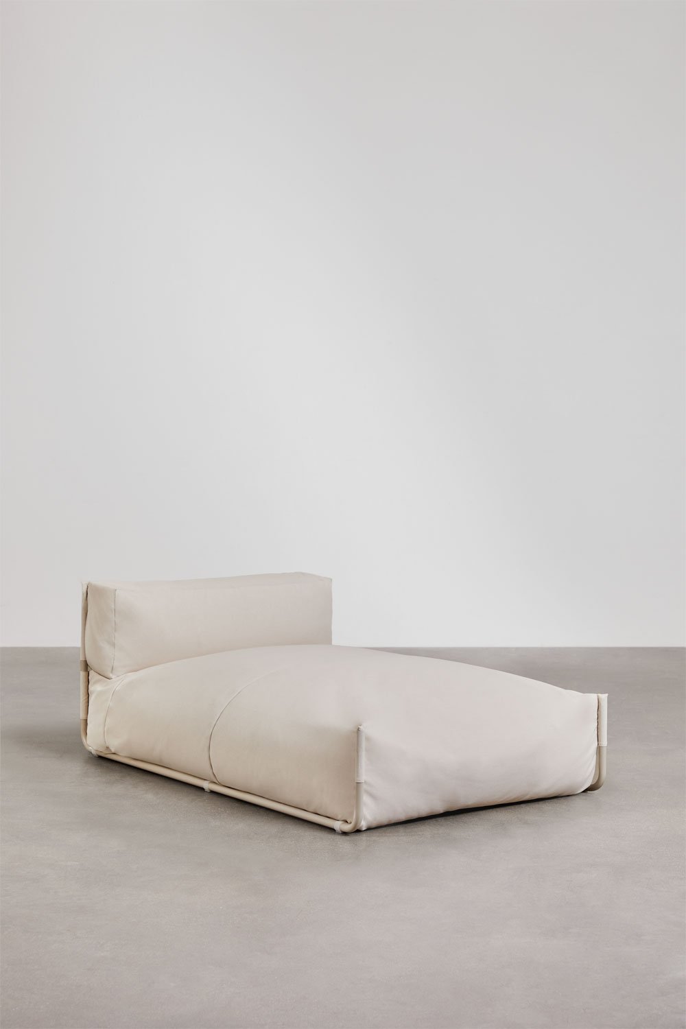 Set da giardino Porto con divano chaise longue modulare da 2 pezzi, pouf e tavolino