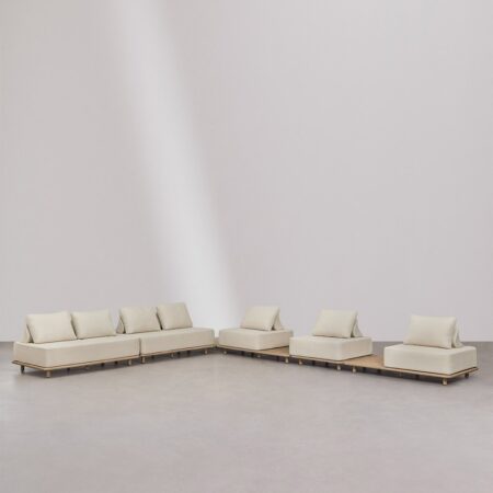 Set di divani angolari Portet Acacia da 5 pezzi con tavolino laterale