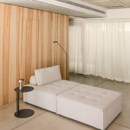 Set soggiorno con poltrona e pouf in tessuto Vermont