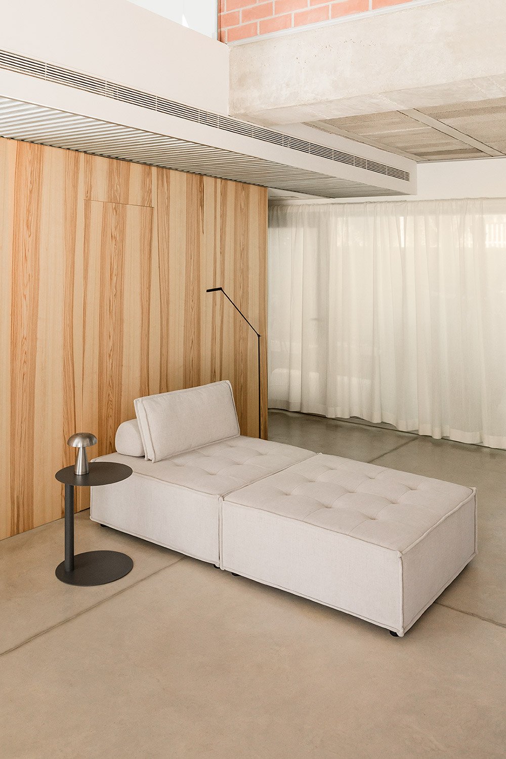 Set soggiorno con poltrona e pouf in tessuto Vermont