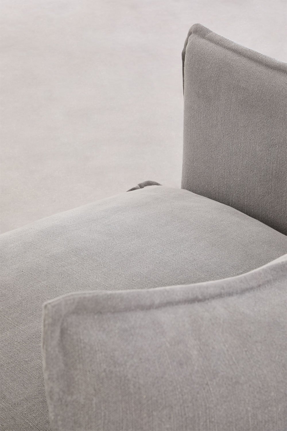 Set da soggiorno Grace in lino e cotone con divano 2 posti, 2 poltrone e pouf