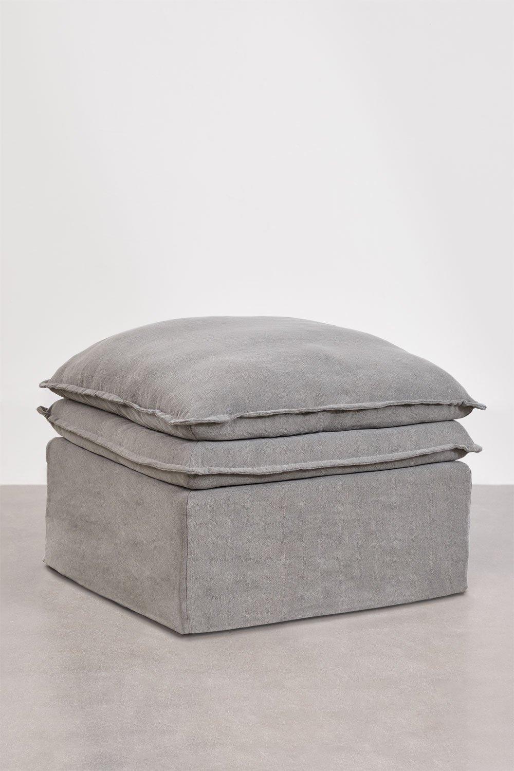 Set da soggiorno Grace in lino e cotone con divano 2 posti, 2 poltrone e pouf