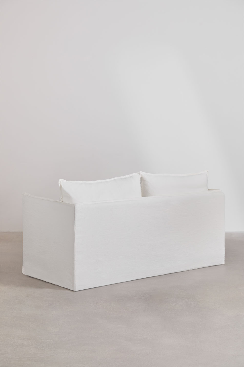 Set da soggiorno Grace in lino e cotone con divano 2 posti e pouf
