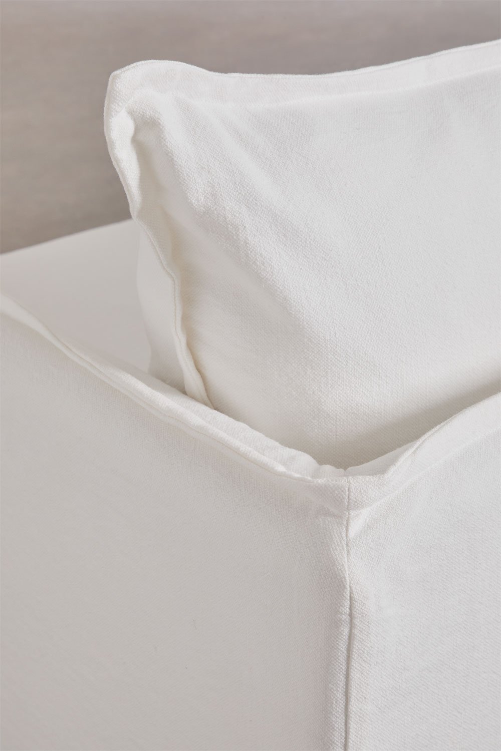 Set da soggiorno Grace in lino e cotone con divano 2 posti e pouf