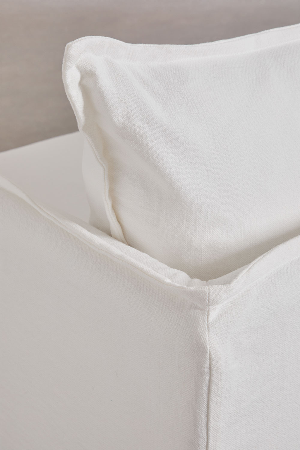 Set da soggiorno Grace in lino e cotone con divano 3 posti, 2 poltrone e pouf