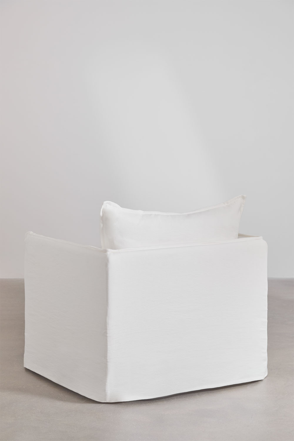 Set da soggiorno Grace in lino e cotone con divano 3 posti, 2 poltrone e pouf