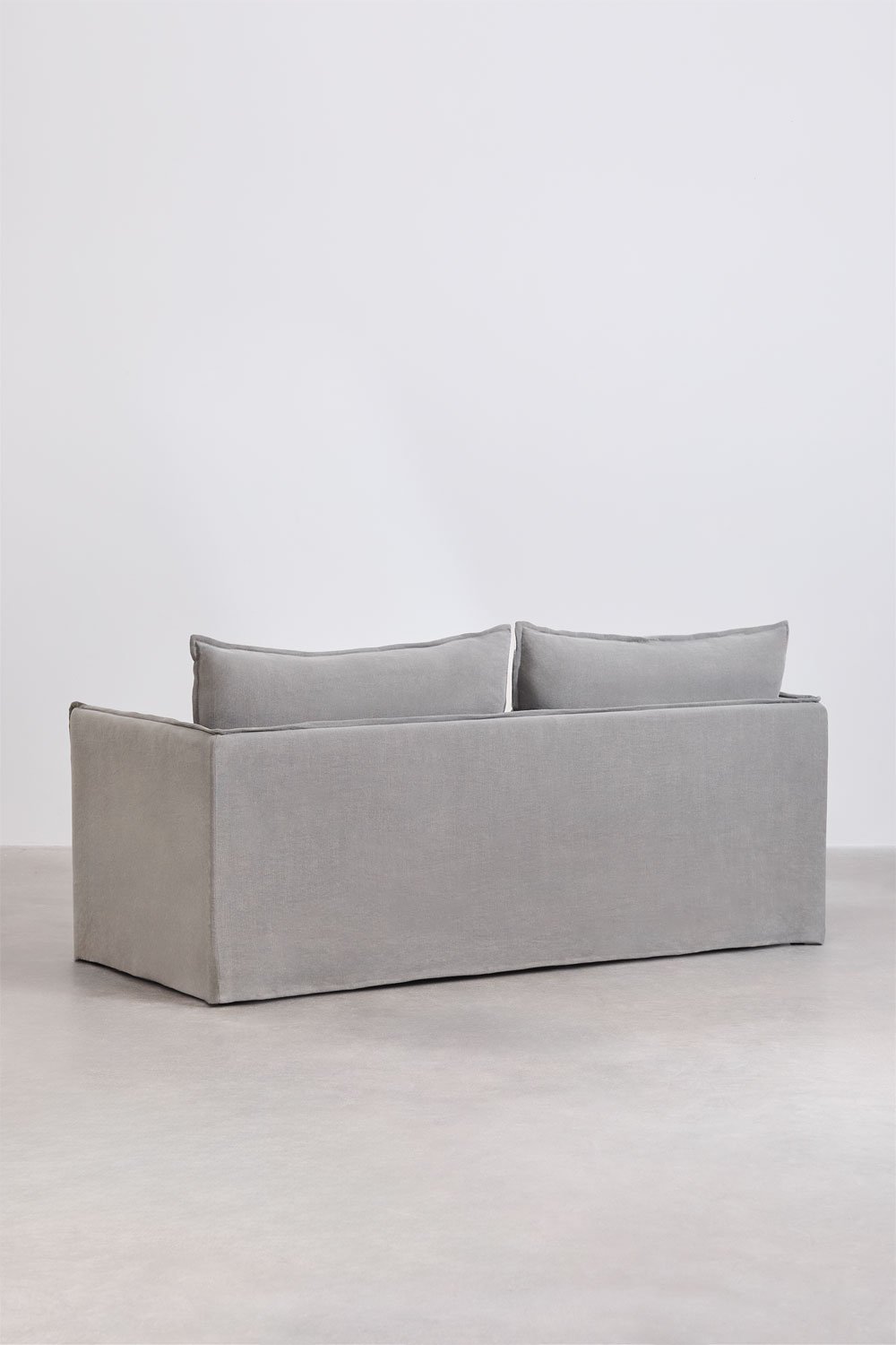 Set da soggiorno Grace in lino e cotone con divano 3 posti e pouf