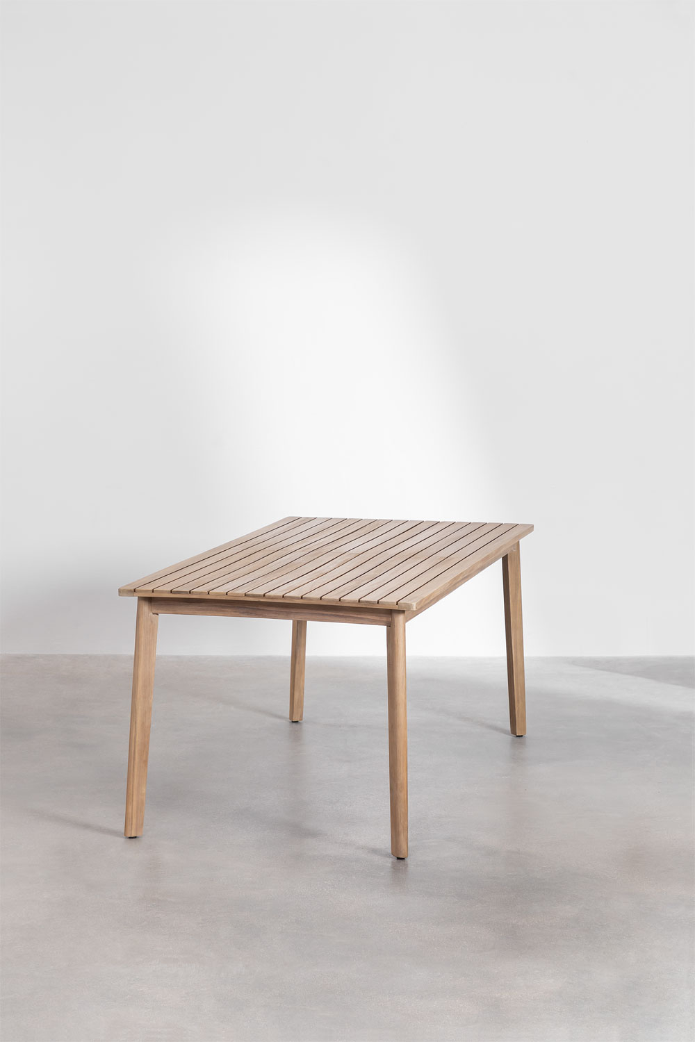 Set tavolo rettangolare 220x100 cm in legno di acacia Kaela e 8 sedie da giardino in legno di acacia Uleno