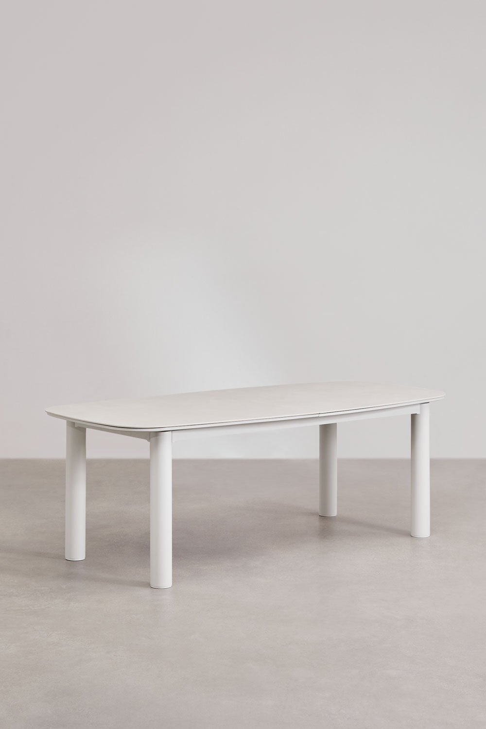 Set da tavolo rettangolare allungabile 220-280x100 cm in ceramica Zinti e 10 sedie da giardino in alluminio e tessuto Roderise