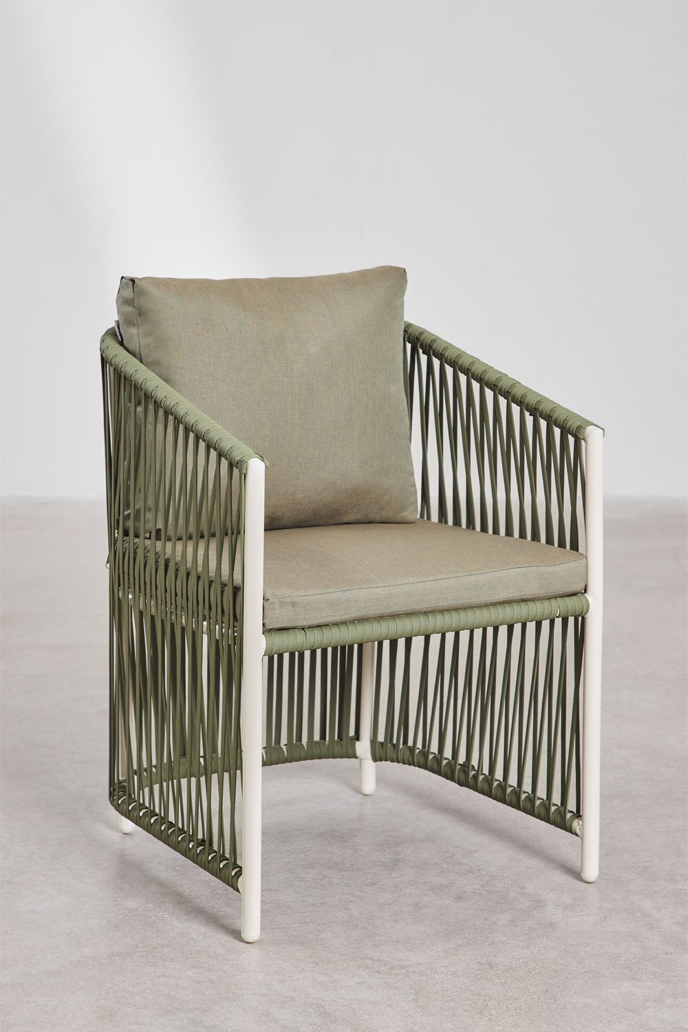 Set da tavolo rotondo Riviera, Ø180 cm, in legno di teak e alluminio, e 8 sedie da giardino Sophie in alluminio e corda intrecci