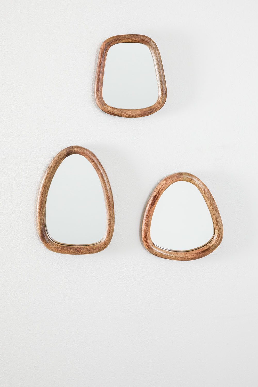 Set di 3 specchi da parete in legno di mango Gabael Design