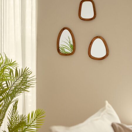 Set di 3 specchi da parete in legno di mango Gabael Design
