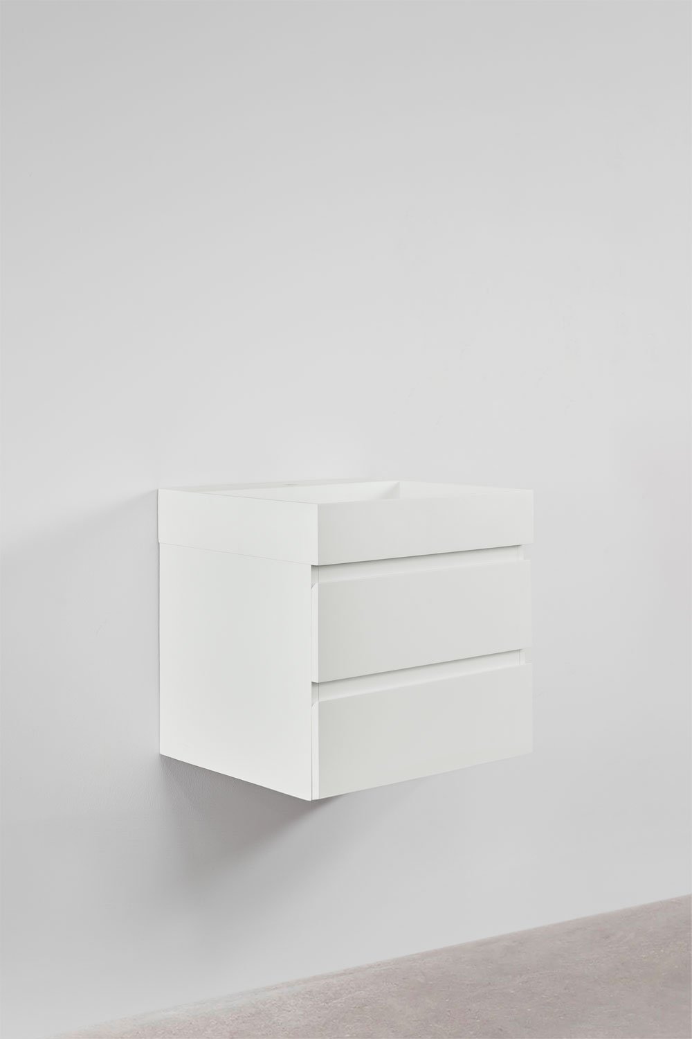 Set di mobili da bagno in legno e impiallacciatura di frassino con lavabo integrato Ona