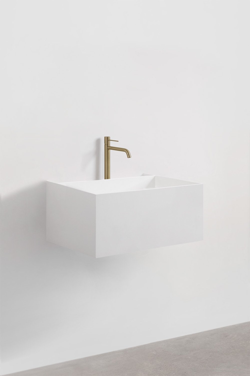 Set di mobili da bagno in resina con lavabo integrato e luce LED Nerine