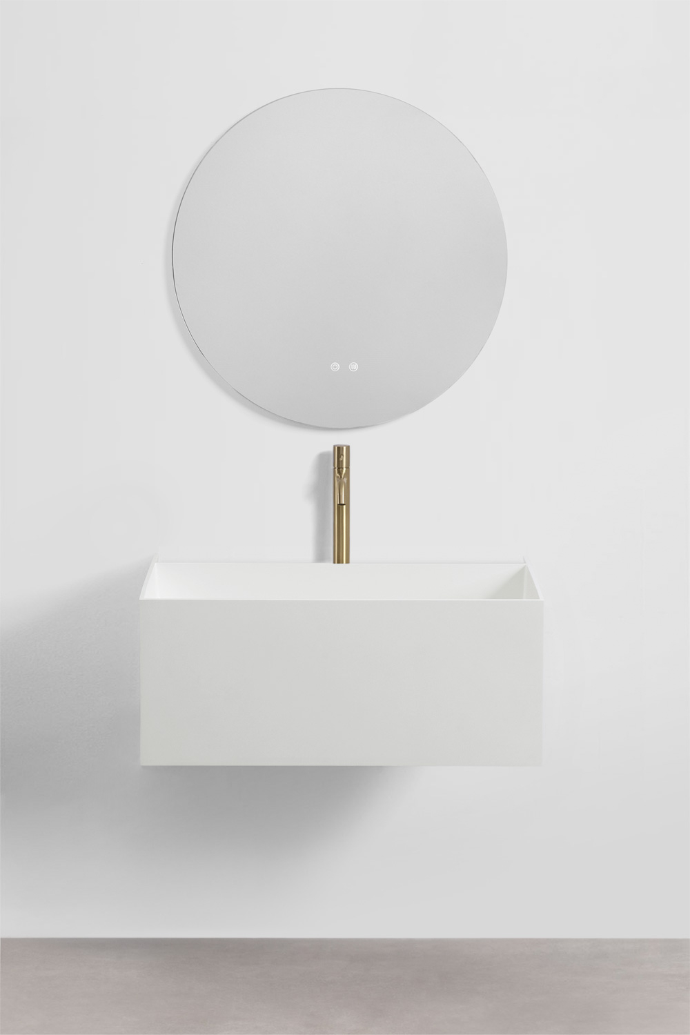 Set di mobili da bagno in resina con lavabo integrato e luce LED Nerine