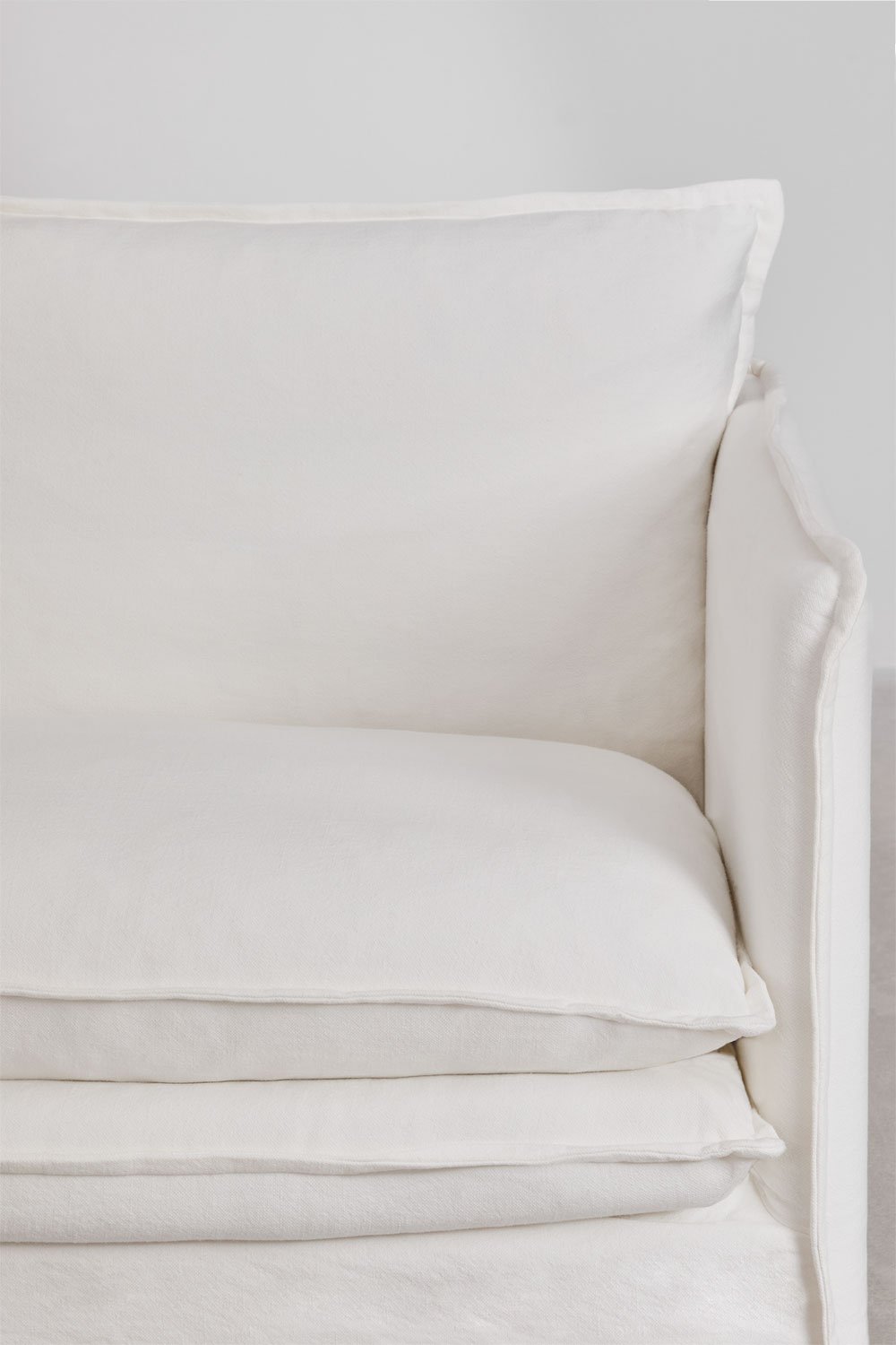 Set lounge Grace in lino e cotone con 2 poltrone e puff