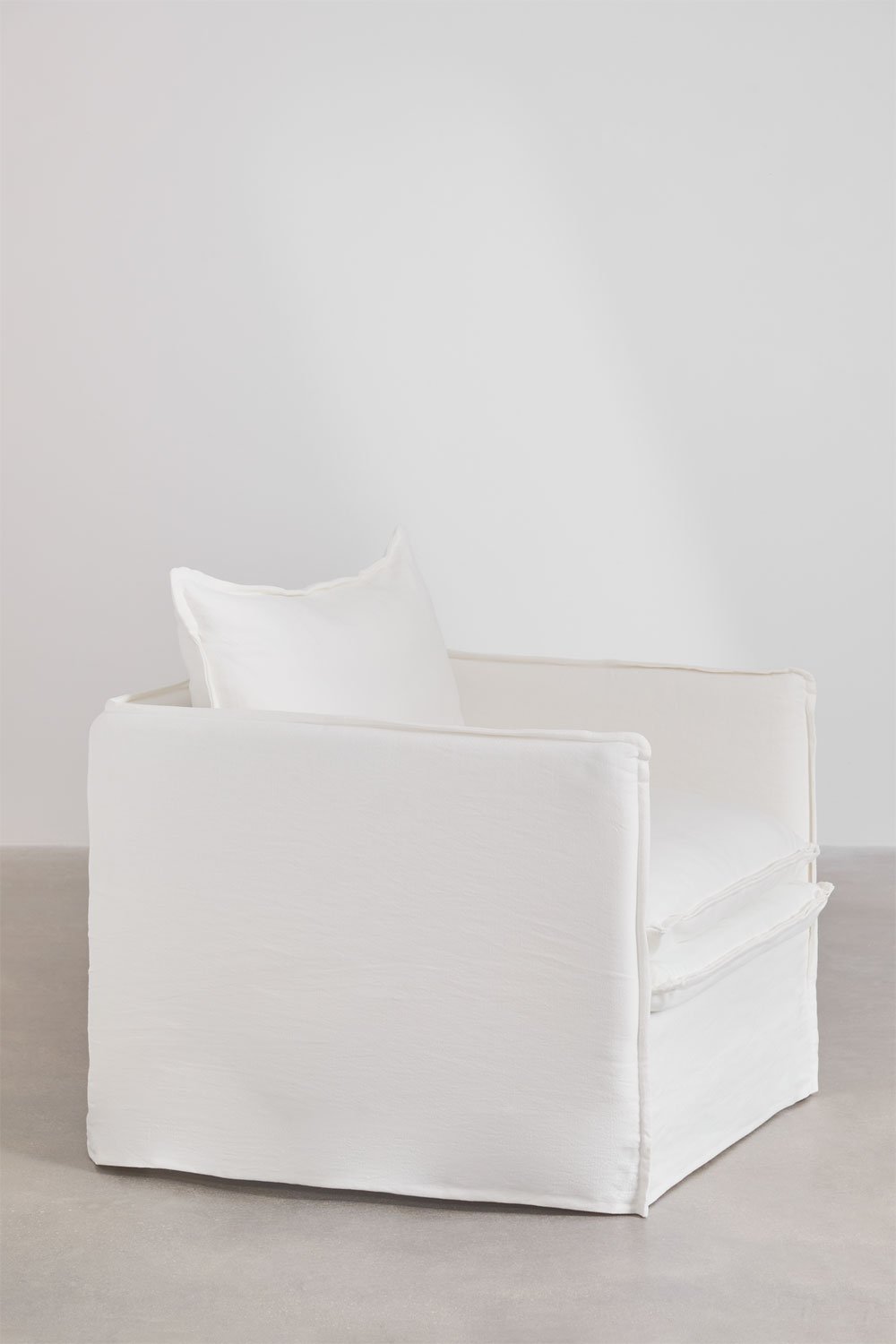 Set lounge Grace in lino e cotone con 2 poltrone e puff