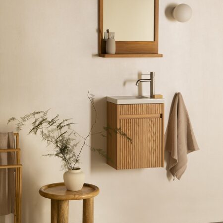 Set di mobili da bagno in legno con lavabo integrato Narek