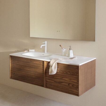 Set mobili da bagno in legno Solea con lavabo integrato