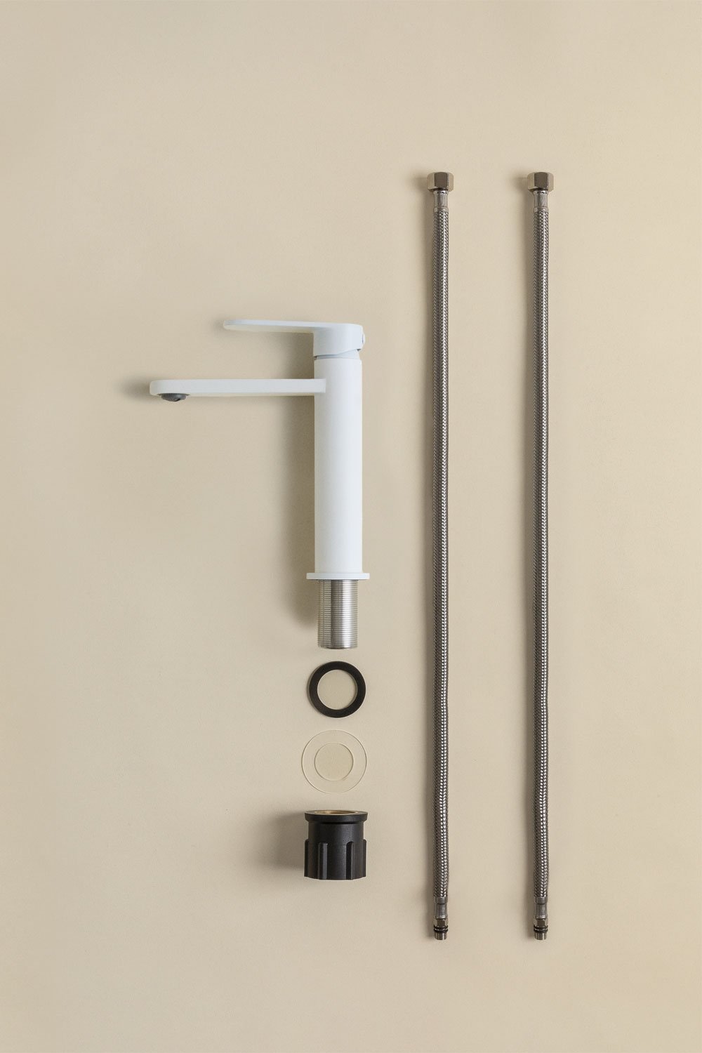 Set rubinetteria per lavabo Alameda in ottone e set valvola di scarico per lavabo tipo Click-Clack Orveta in acciaio inox e otto