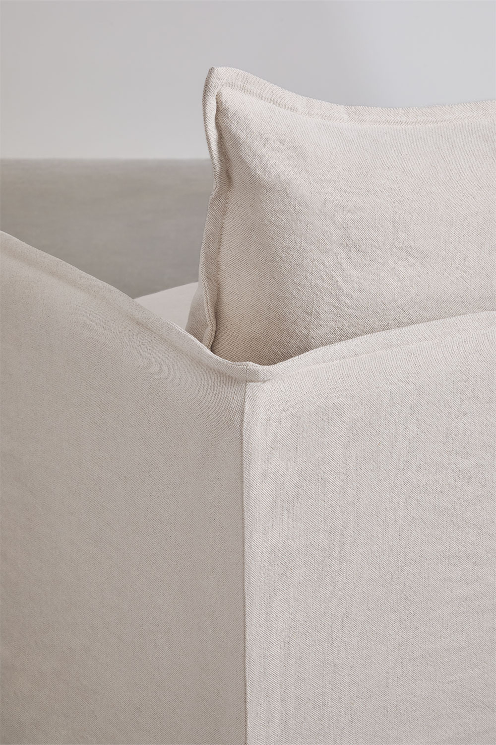 Set soggiorno con divano 2 posti, divano 3 posti e pouf in lino e cotone Grace