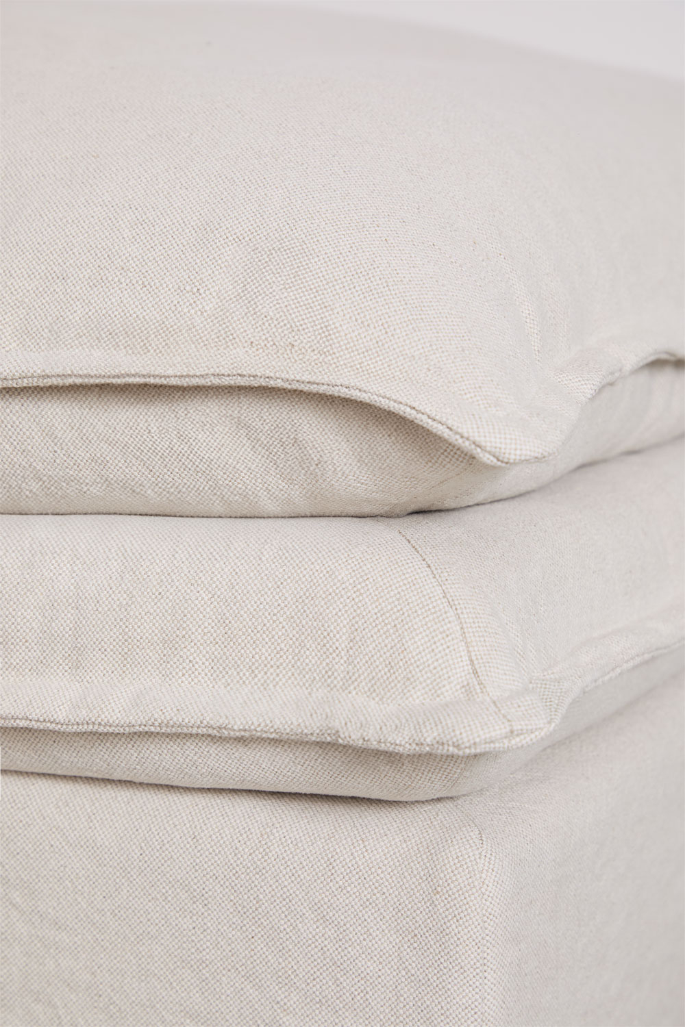 Set soggiorno con divano 2 posti, divano 3 posti e pouf in lino e cotone Grace