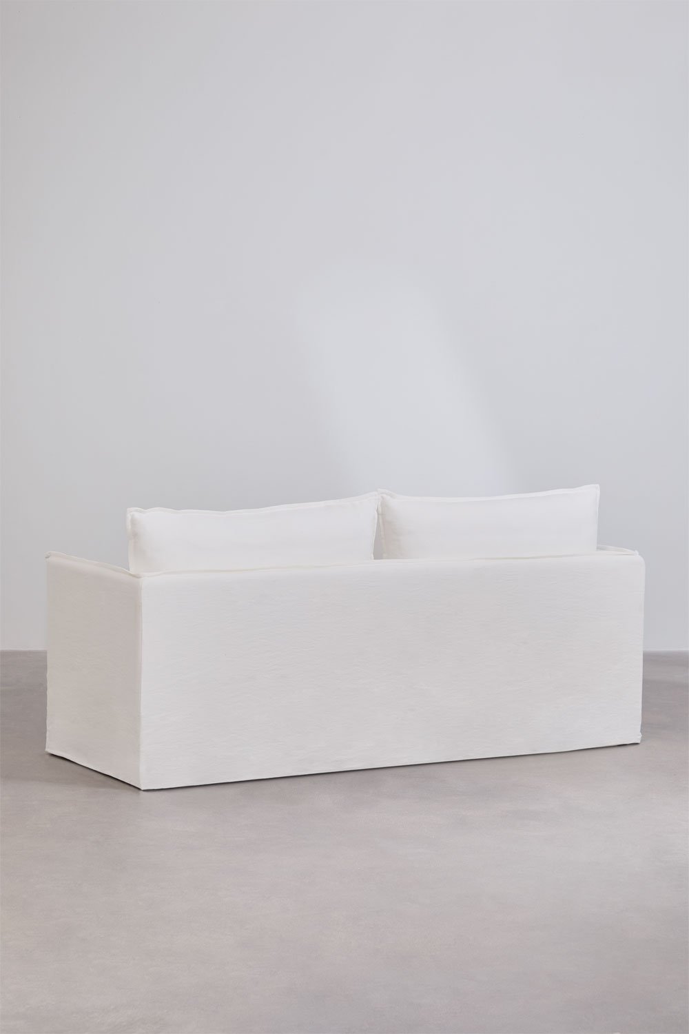 Set soggiorno con divano 2 posti, divano 3 posti, poltrona e pouf in lino e cotone Grace