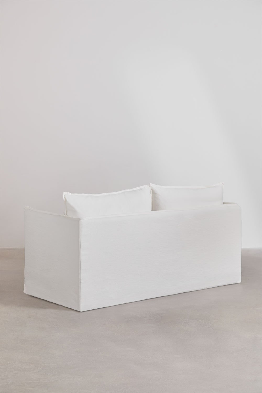 Set soggiorno con divano 2 posti, divano 3 posti, poltrona e pouf in lino e cotone Grace