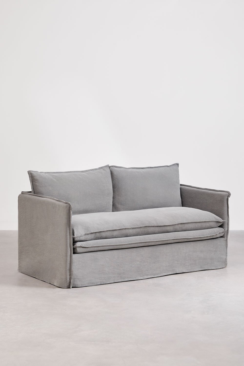 Set soggiorno con divano 2 posti e 2 poltrone in lino e cotone Grace