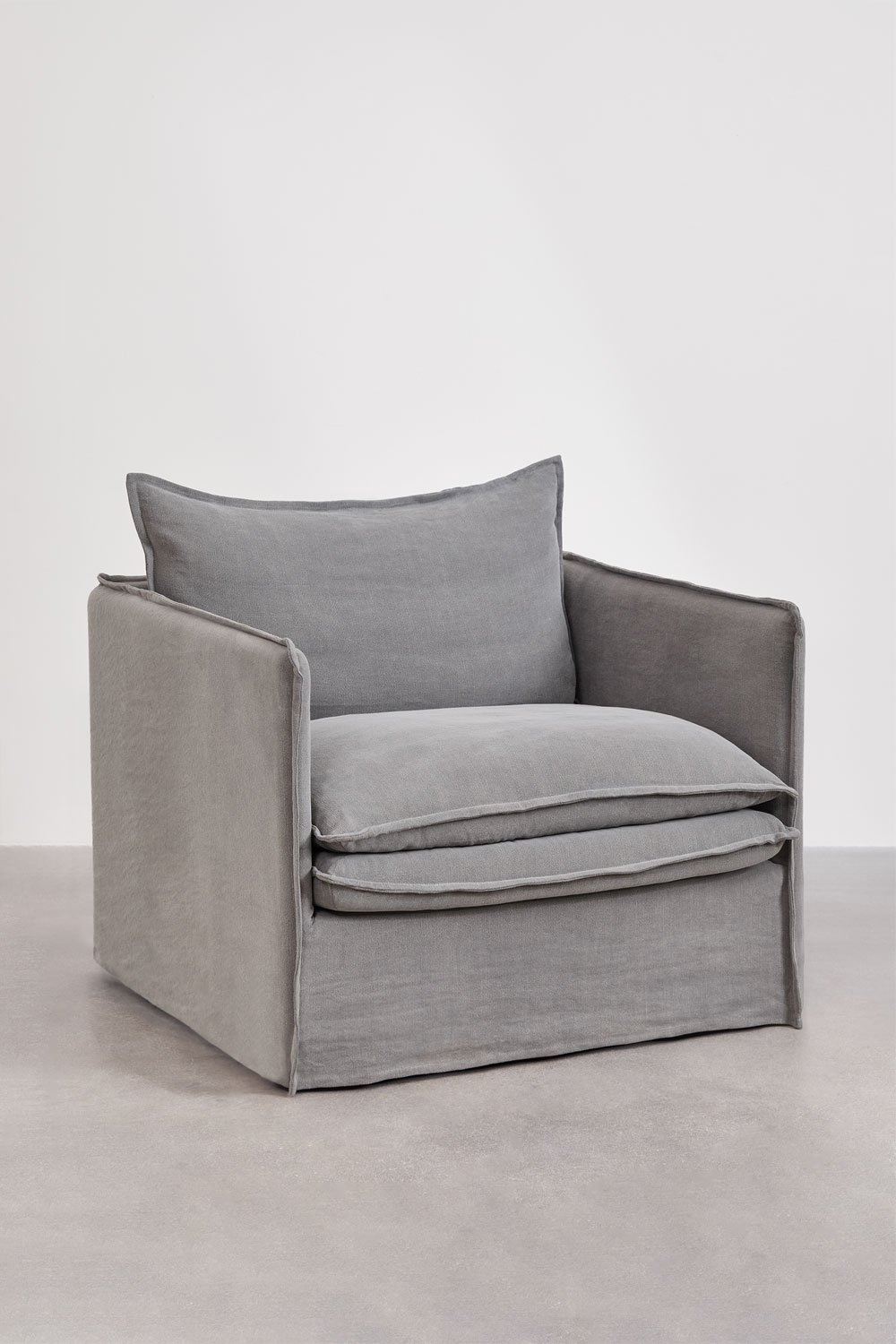 Set soggiorno con divano 2 posti e 2 poltrone in lino e cotone Grace