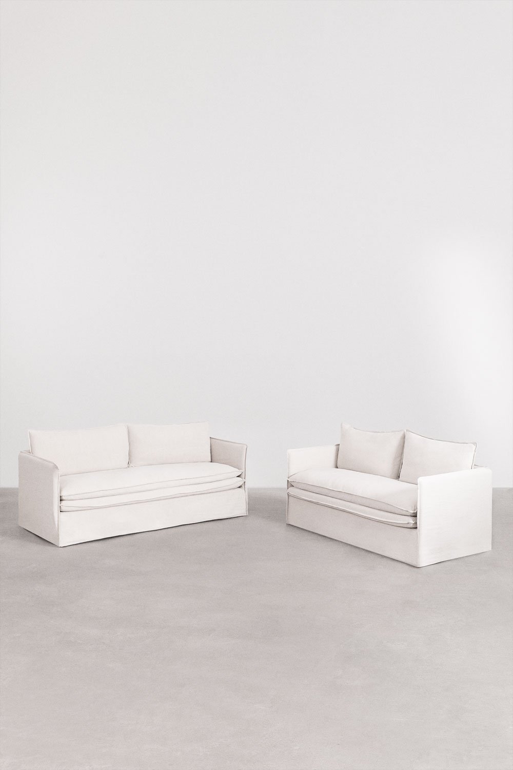 Set soggiorno con divano 2 posti e divani 3 posti in lino e cotone Grace