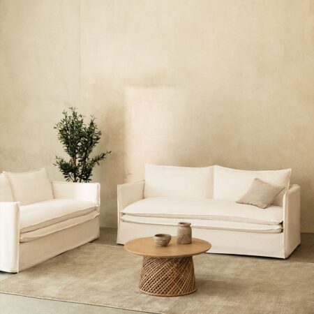 Set soggiorno con divano 2 posti e divani 3 posti in lino e cotone Grace