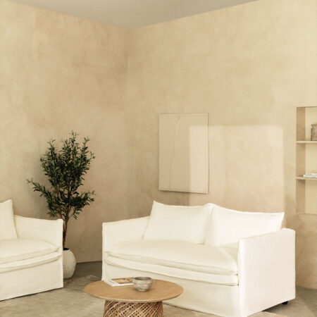 Set soggiorno con divano 2 posti e poltrona in lino e cotone Grace