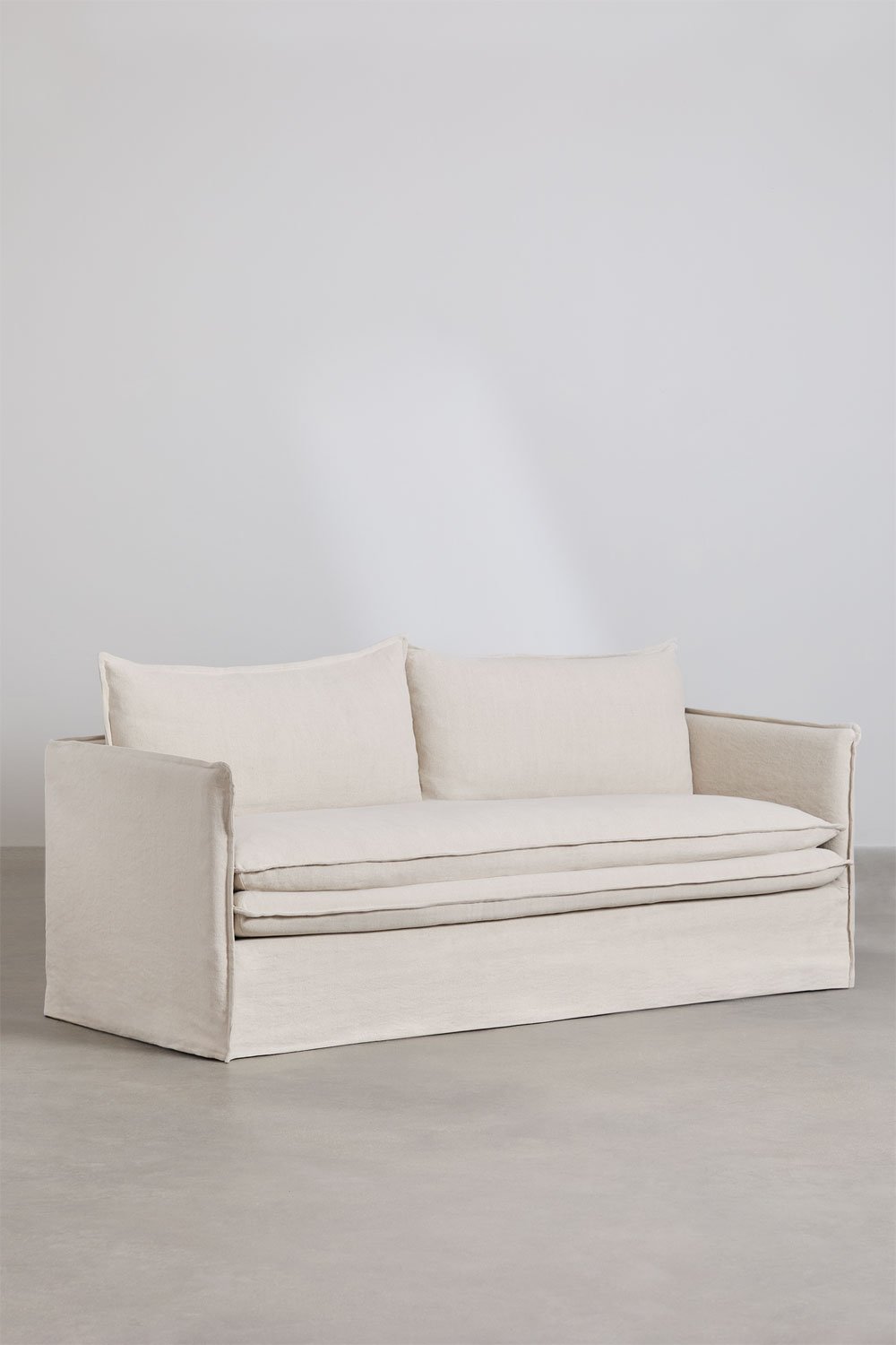Set soggiorno con divano 3 posti e 2 poltrone in lino e cotone Grace