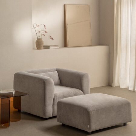 Set soggiorno con poltrona e pouf Fogler