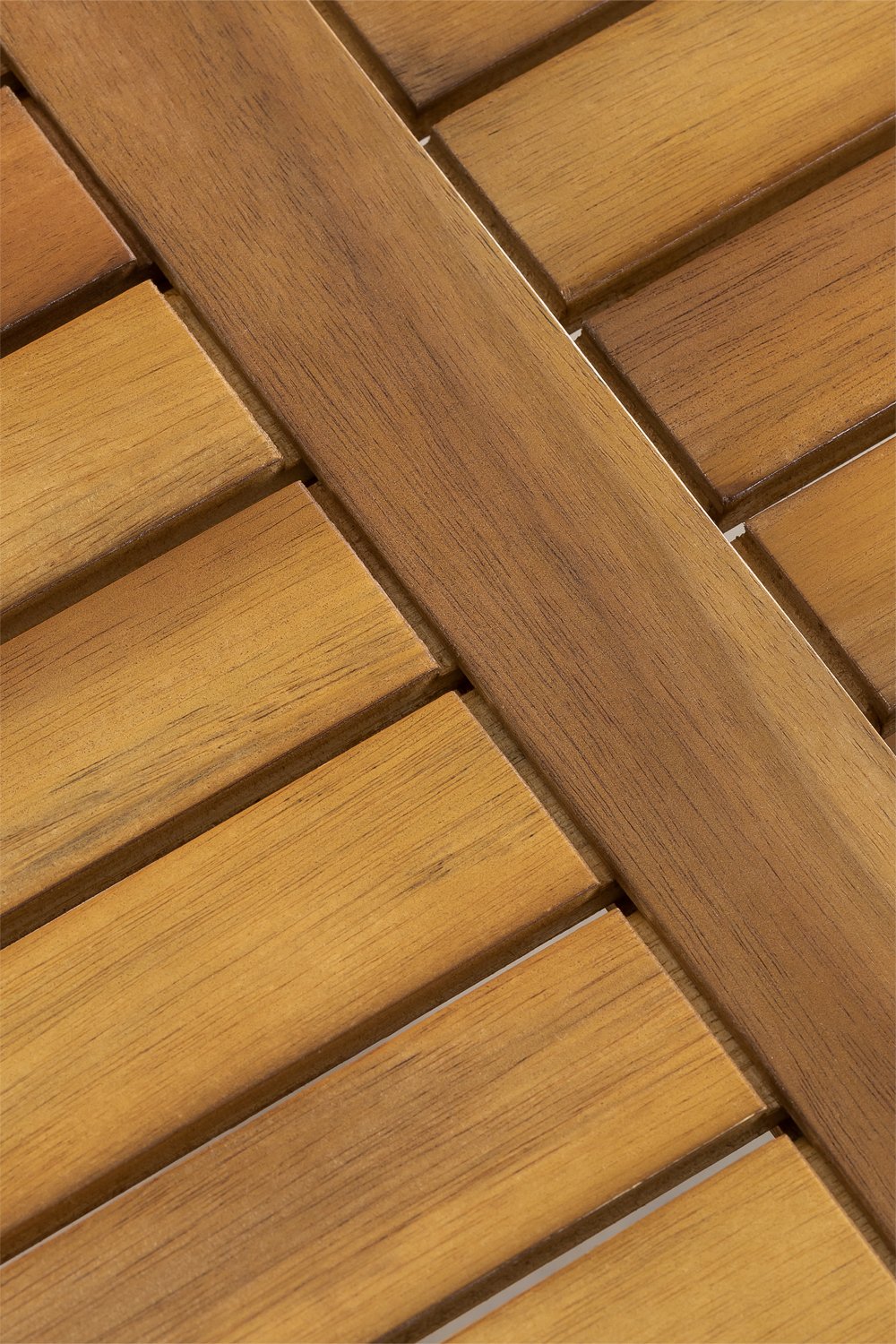 Set tavolo quadrato (60x60 cm) e 2 sedie da giardino pieghevoli in legno di acacia Delawer