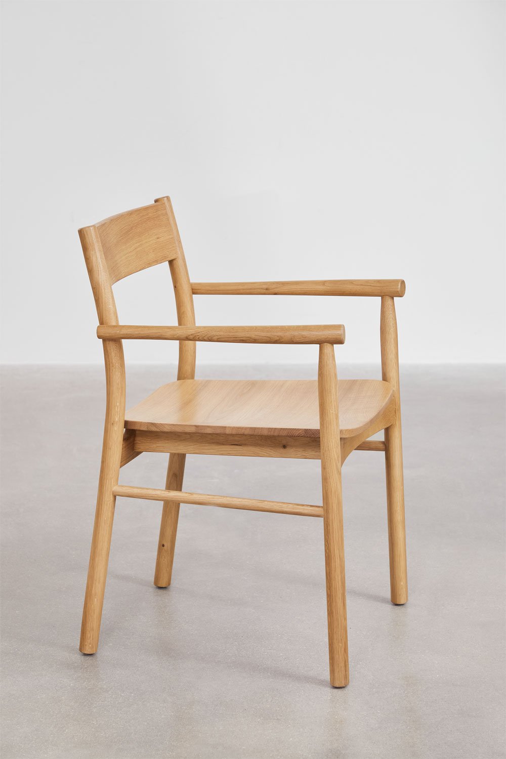 Set tavolo ovale Noemi in cemento effetto travertino (220x95 cm) e 8 sedie da pranzo Mara Signature in legno di rovere