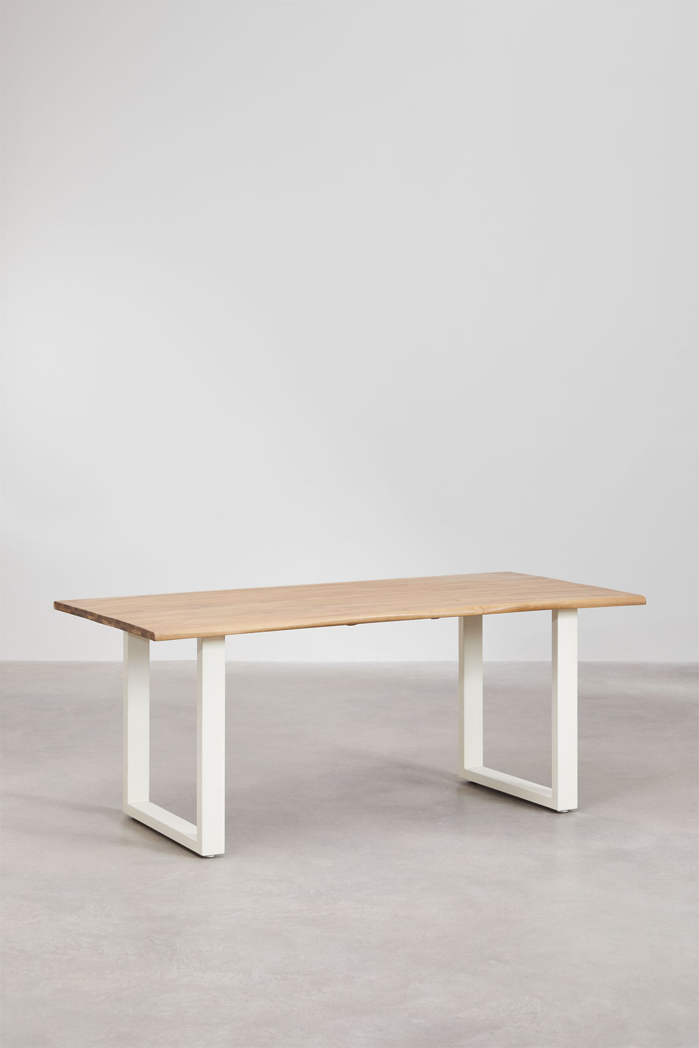 Set tavolo rettangolare 180x90 cm in legno di acacia e acciaio Maupi e 6 sedie da giardino in rattan sintetico Gouda Natural