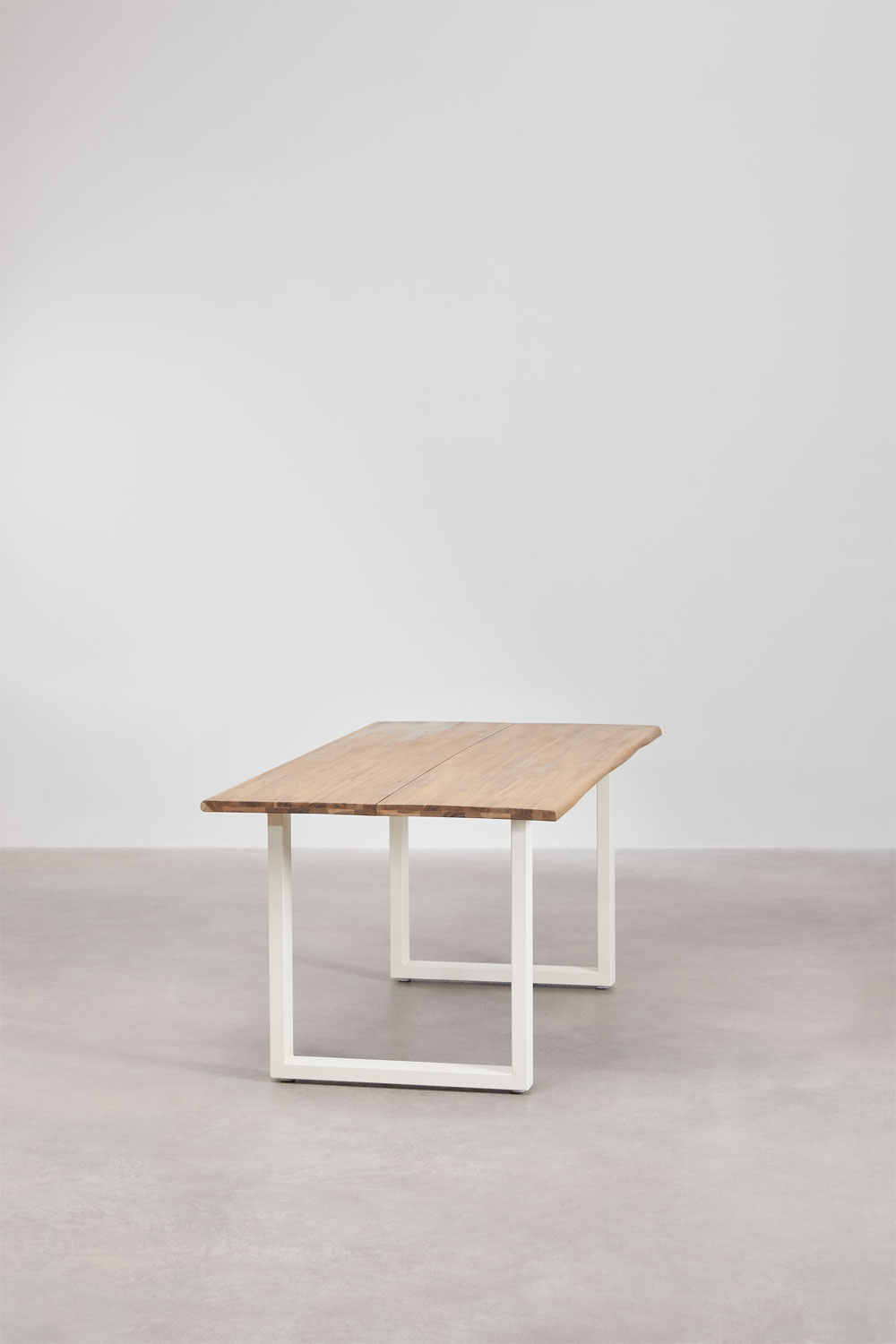 Set tavolo rettangolare 180x90 cm in legno di acacia e acciaio Maupi e 6 sedie da giardino in rattan sintetico Gouda Natural