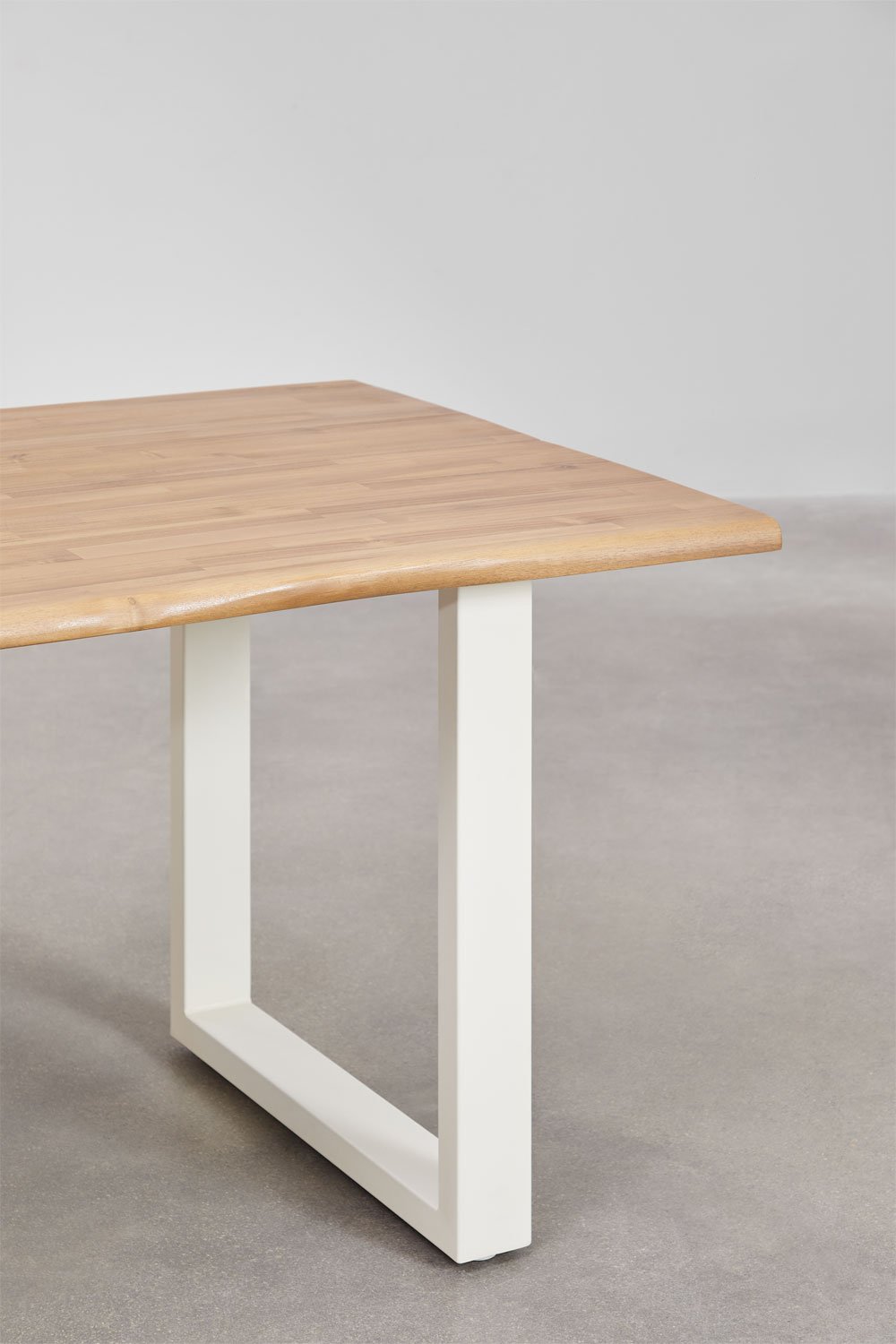 Set tavolo rettangolare 180x90 cm in legno di acacia e acciaio Maupi e 6 sedie da giardino in rattan sintetico Gouda Natural
