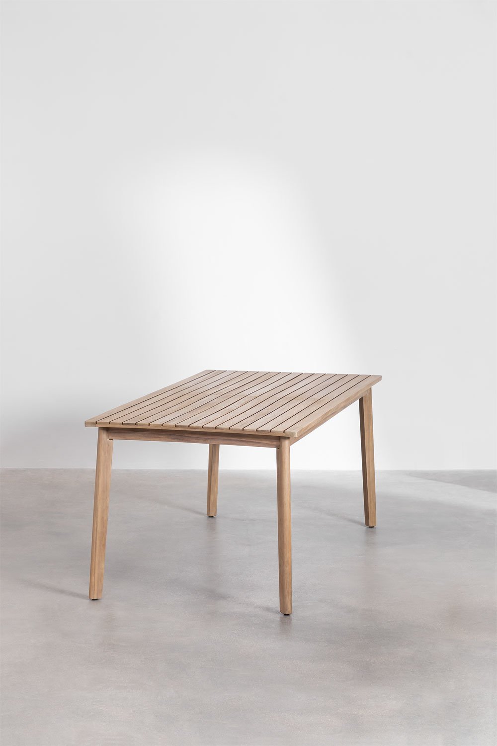 Set tavolo rettangolare 180x90 cm in legno di acacia Kaela e 6 sedie da pranzo in legno di acacia Uleno