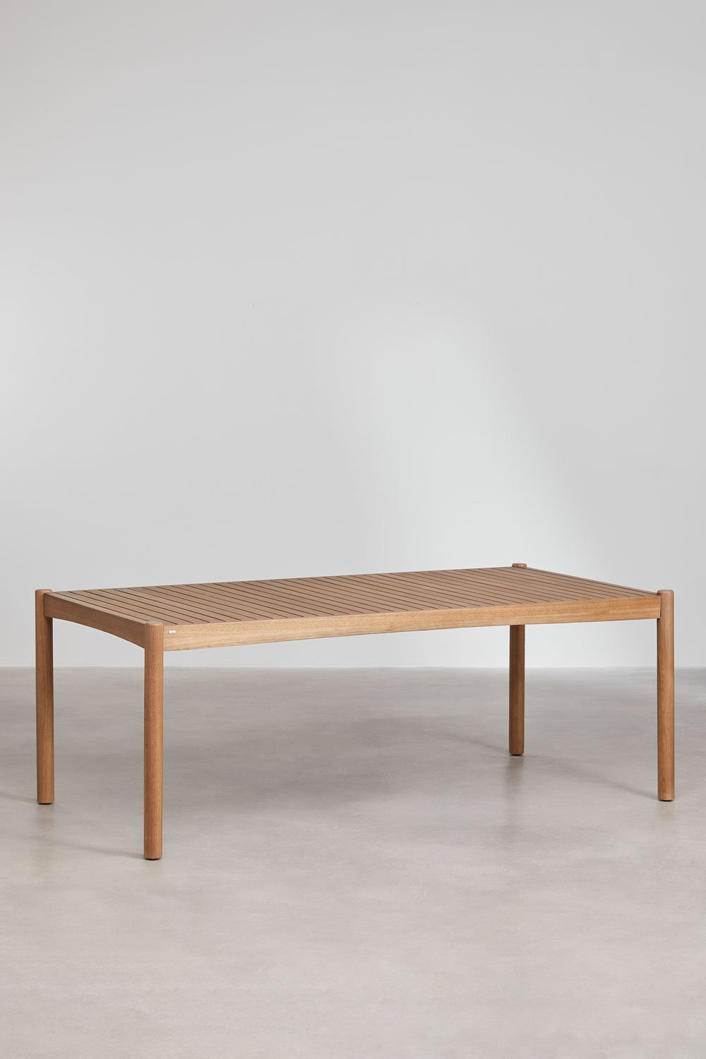 Set tavolo rettangolare (200x100 cm) e 2 panche da giardino in legno di eucalipto Aderyn