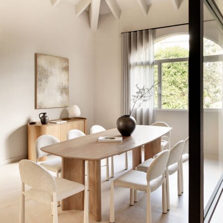Set tavolo rettangolare 200x100 cm in legno di mango Sidney e 8 sedie da pranzo in fibbia Nagore
