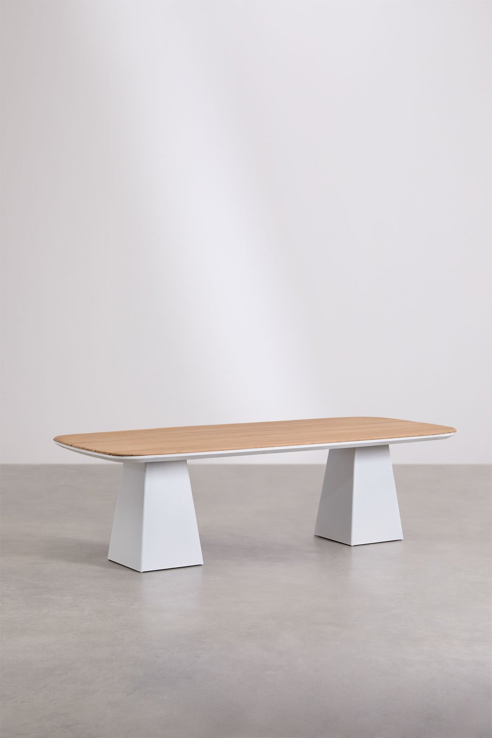 Set tavolo rettangolare 260x110 cm in alluminio e legno di teak Inkeri e 10 sedie da giardino in alluminio Archer