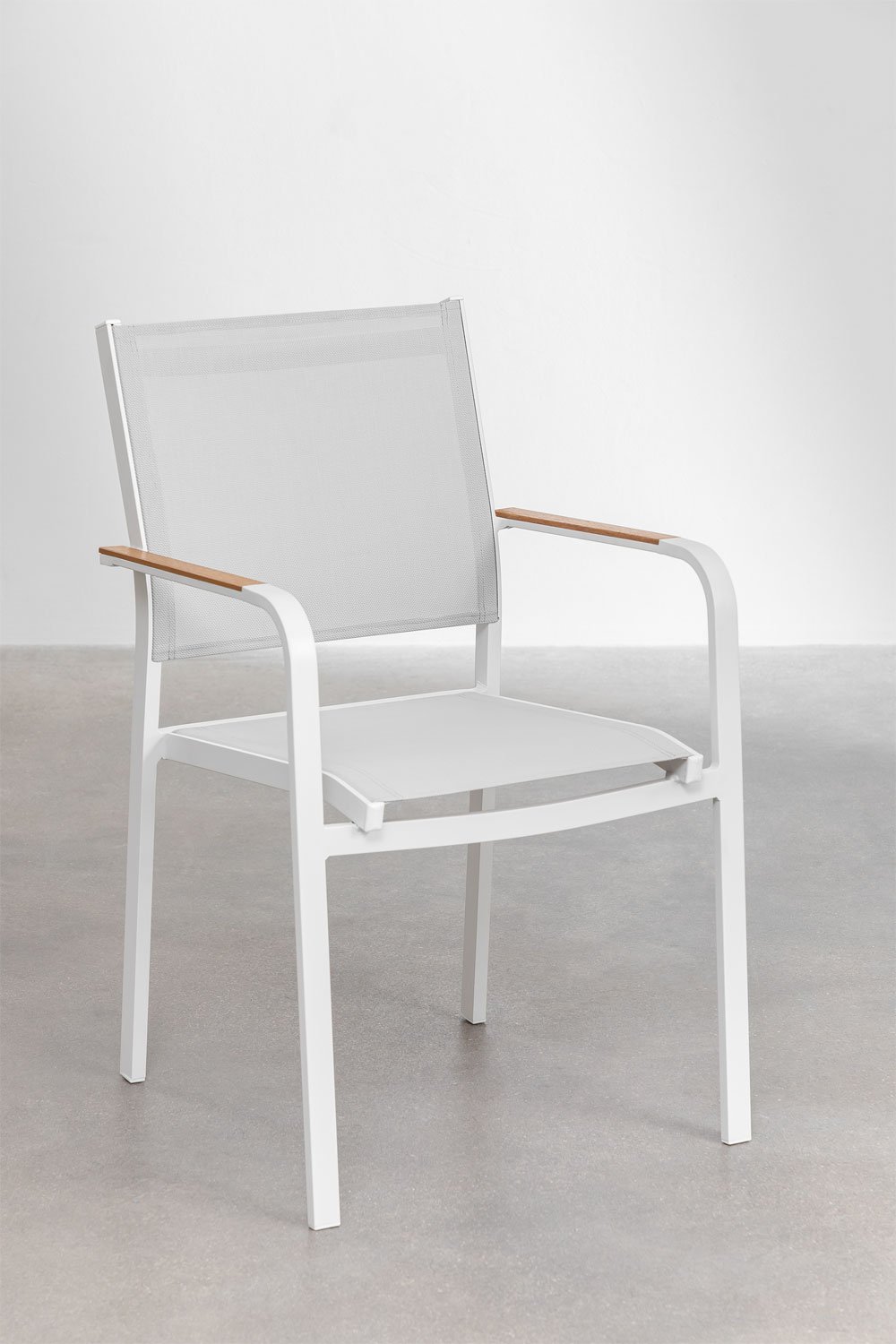Set tavolo rettangolare 260x110 cm in alluminio e legno di teak Inkeri e 10 sedie da giardino in alluminio Archer