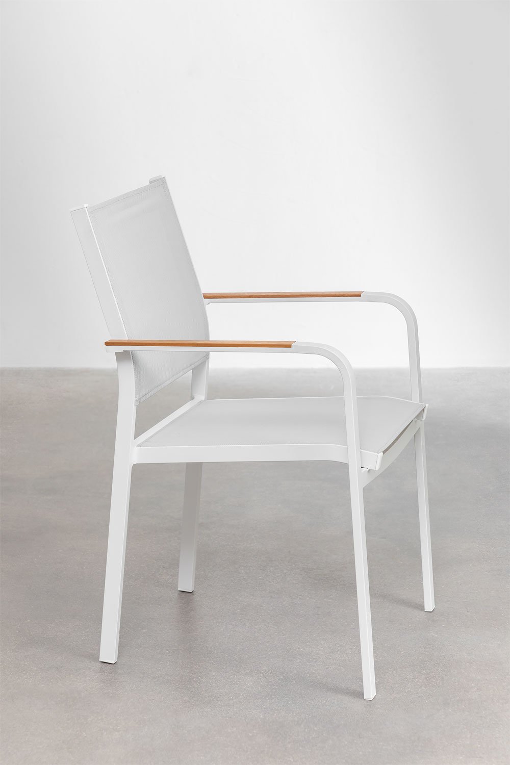 Set tavolo rettangolare 260x110 cm in alluminio e legno di teak Inkeri e 10 sedie da giardino in alluminio Archer